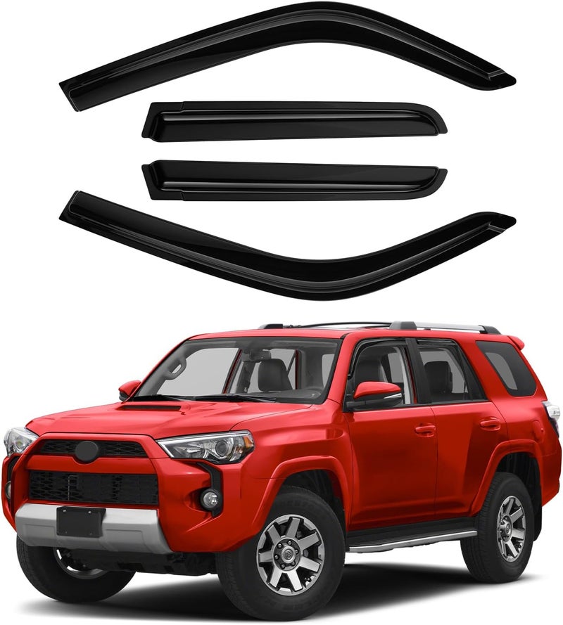 Canvcle Window Visors Rain Guards for 2010-2024 Toyota 4Runner Accessories, Outside-Mount Tape-On Side Window Wind Deflectors Vent Visors Shades Rainproof 4PCS - Image 1